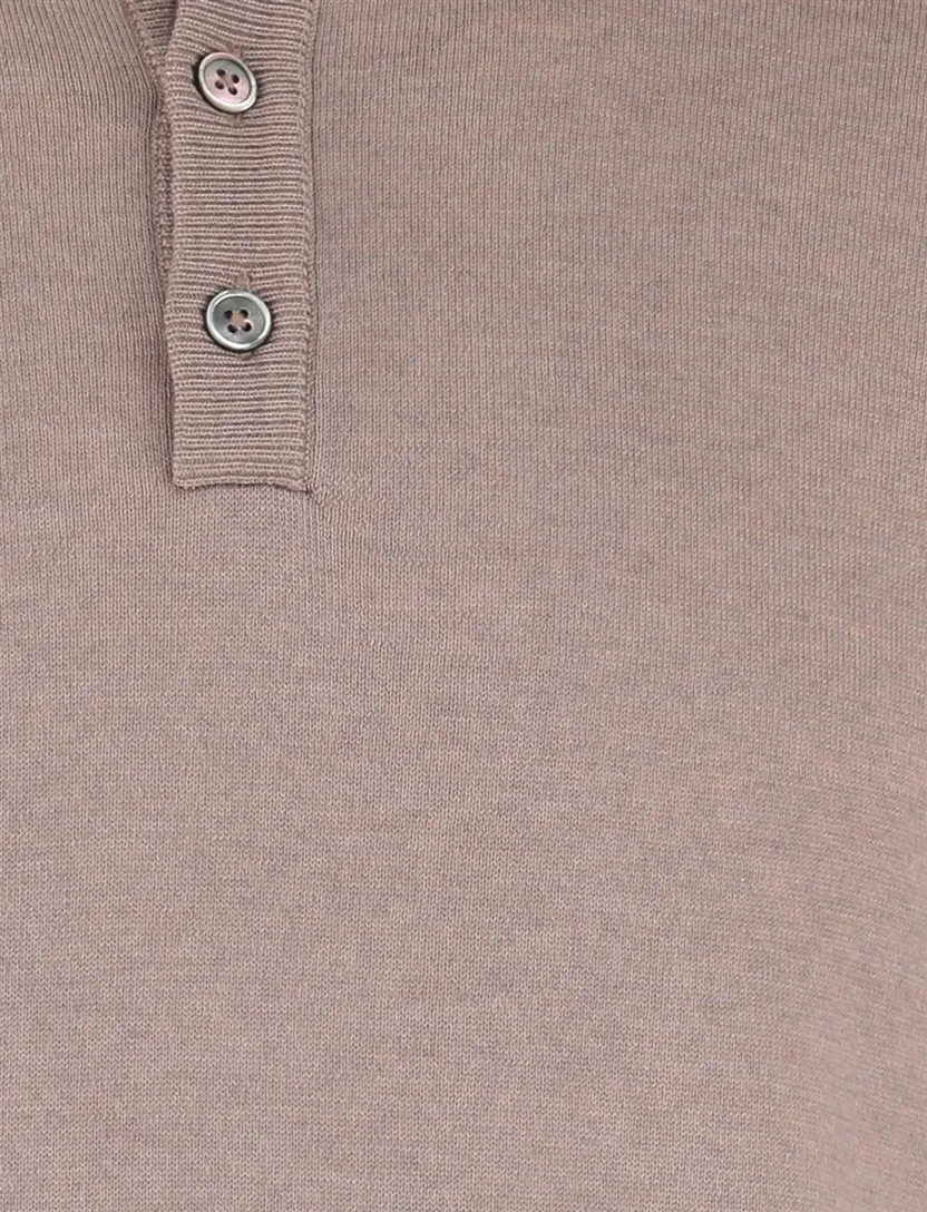 Born With Appetite Half Button beige merinowol effen