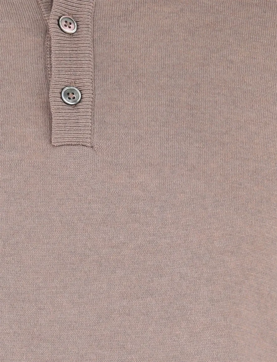 Born With Appetite Half Button beige merinowol
