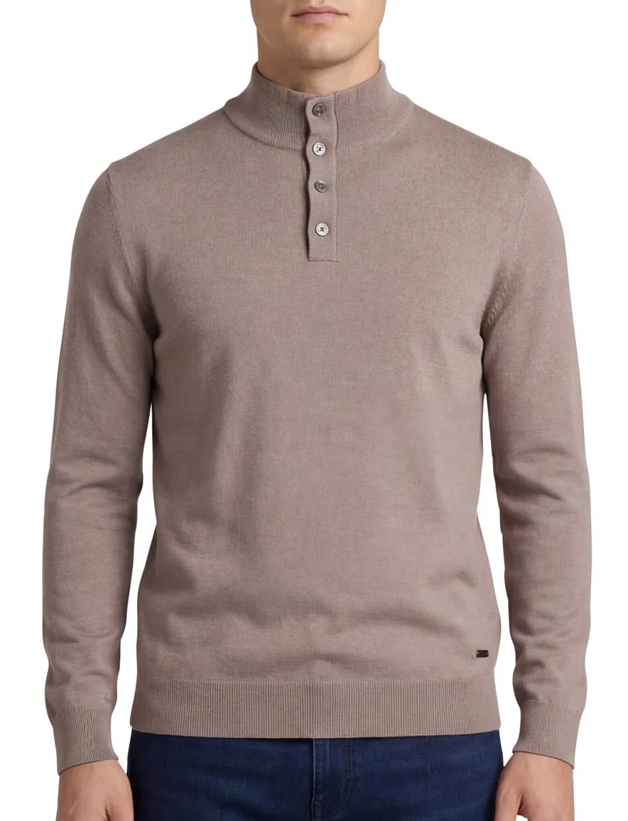 Born With Appetite Half Button beige merinowol