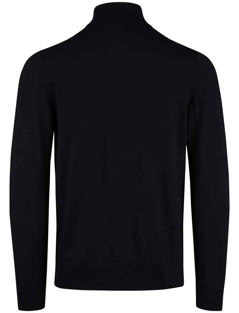 Born With Appetite Half Button navy merinwol effen