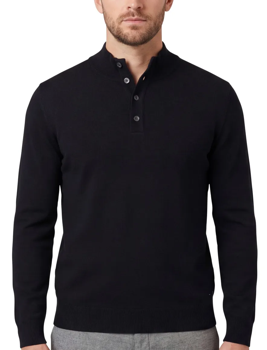 Born With Appetite Half Button navy 100% merinwol