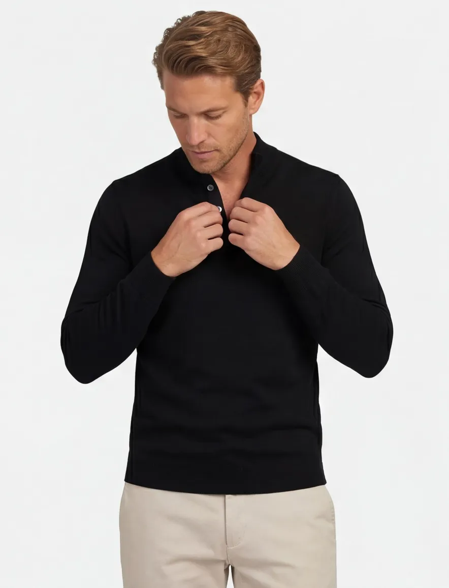 Born With Appetite Half Button Zwart