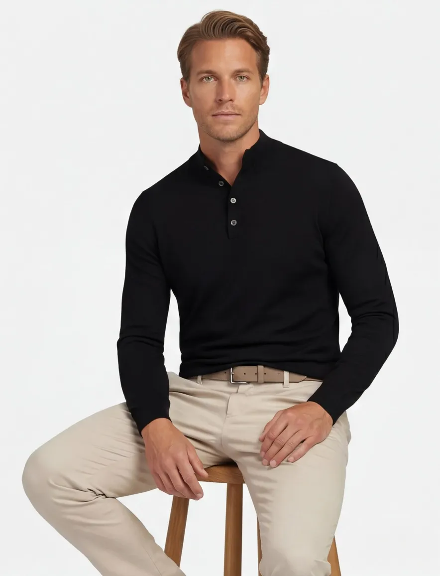 Born With Appetite Half Button Zwart