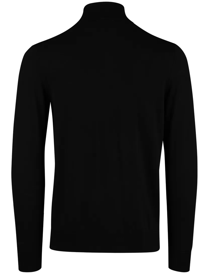 Born With Appetite Half Button Zwart merinowol effen