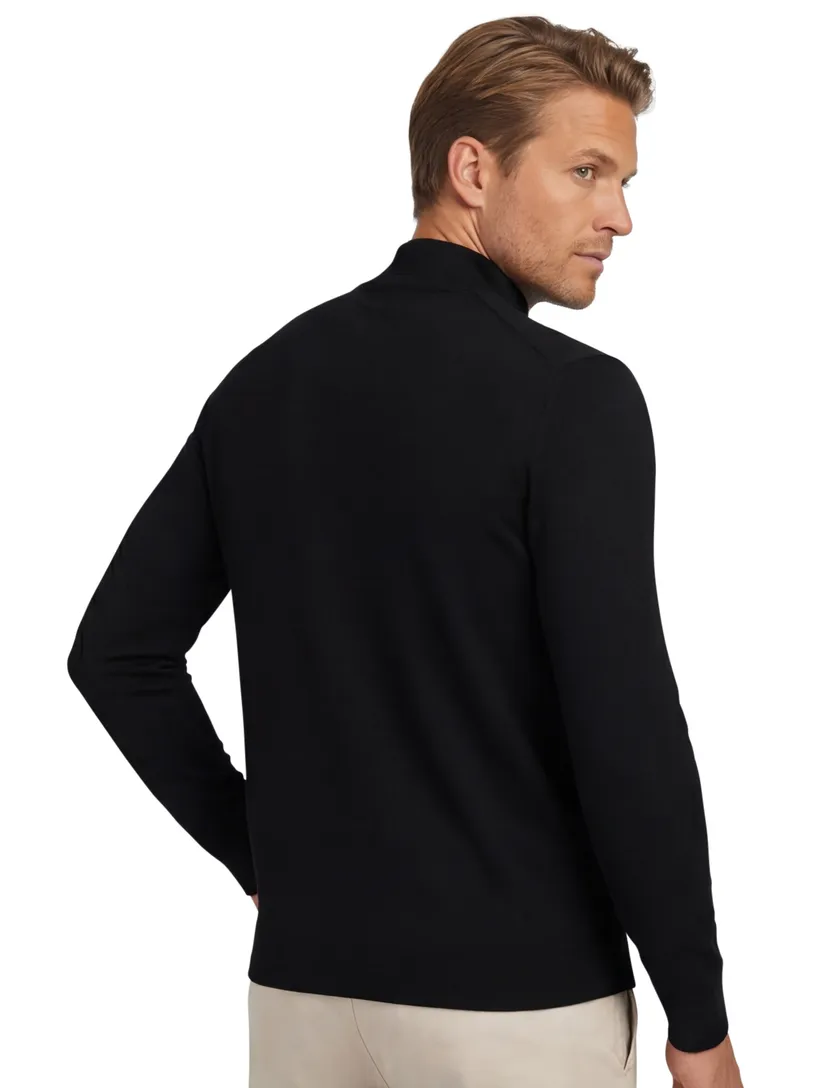 Born With Appetite Half Button Zwart merinowol effen