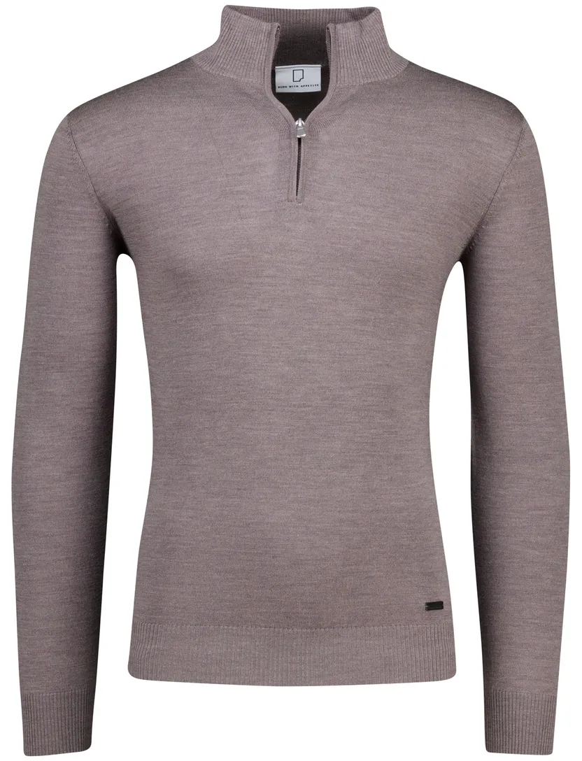 Merinowol Born with Appetite half zip Lux pull grijs