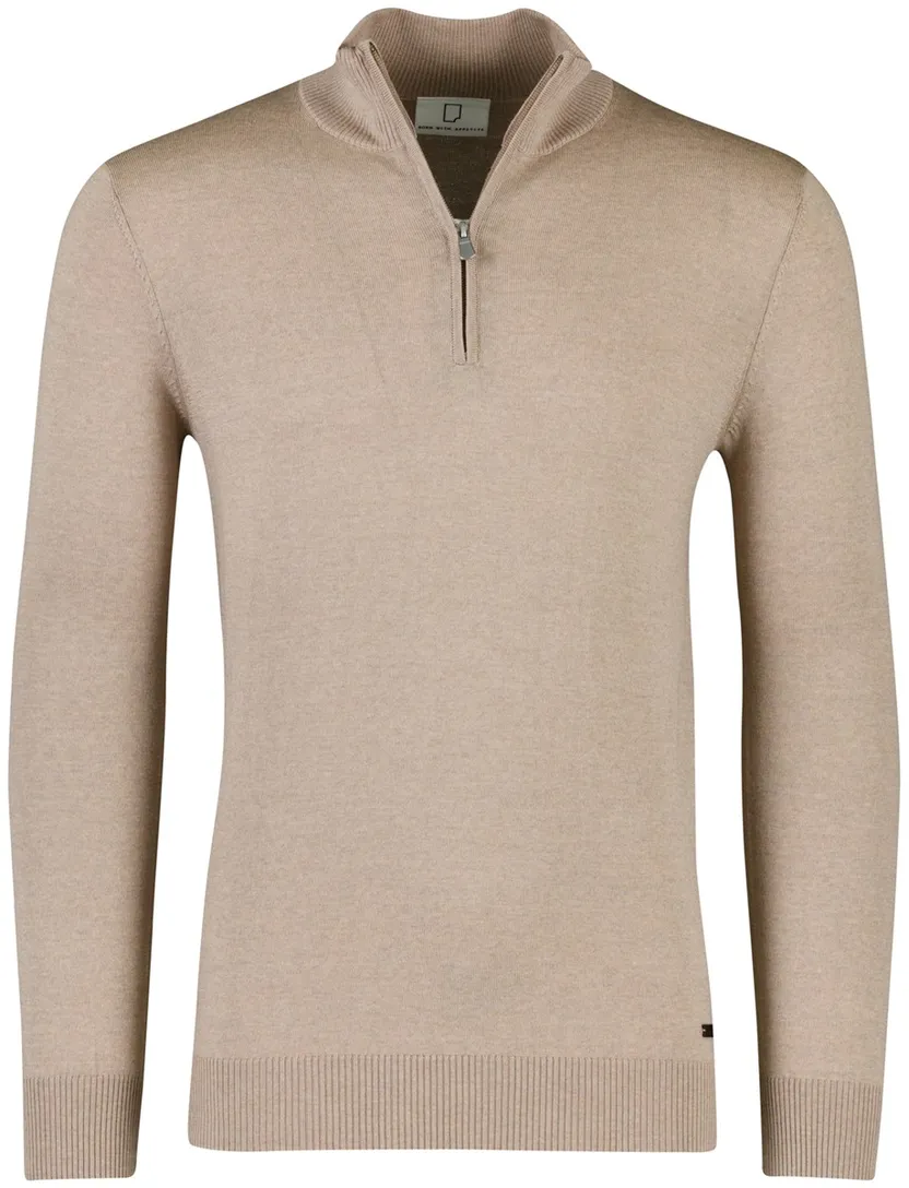 Trui Born With Appetite half zip bruin merinowol