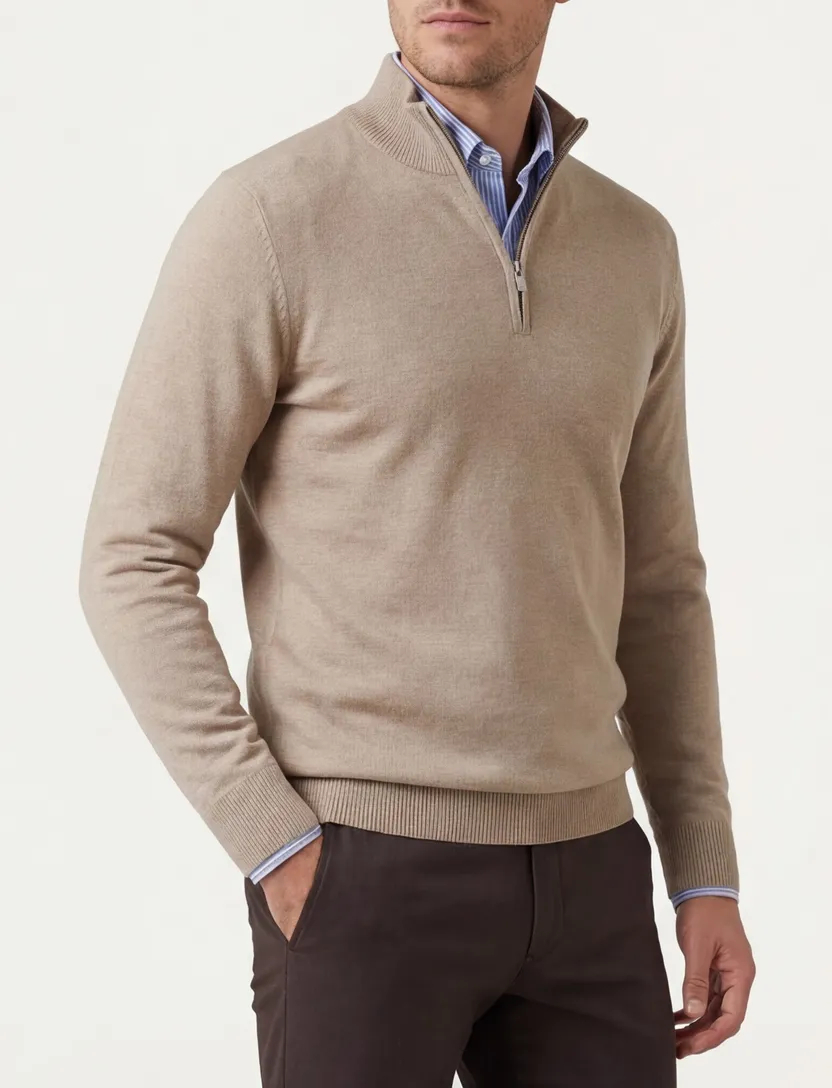 Trui Born With Appetite half zip bruin merinowol