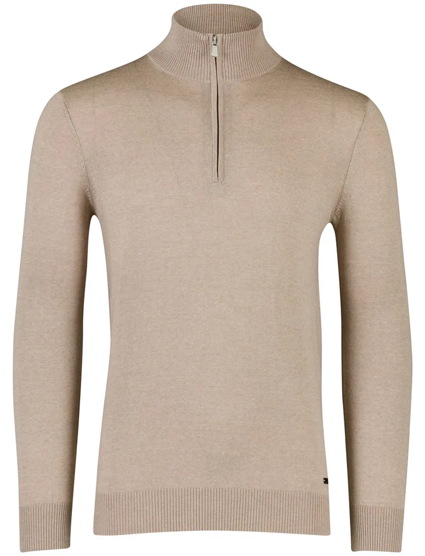 Trui Born With Appetite half zip bruin merinowol