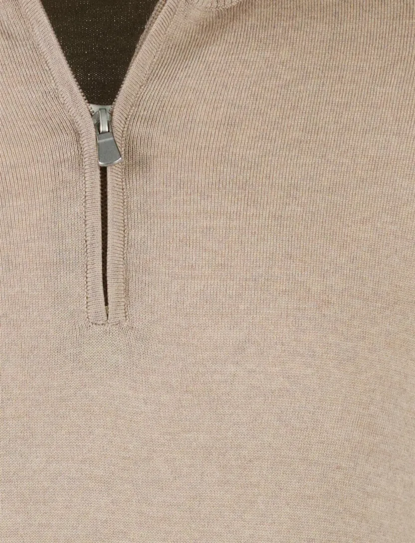 Trui Born With Appetite half zip bruin merinowol