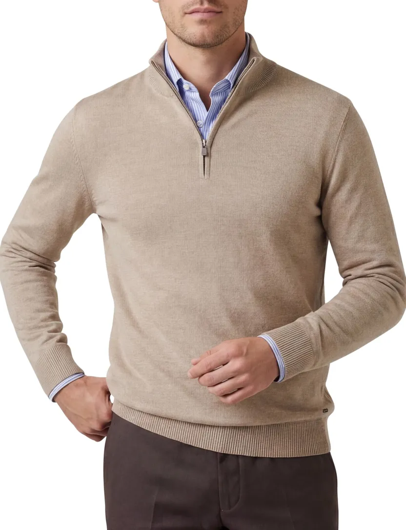 Trui Born With Appetite half zip bruin merinowol