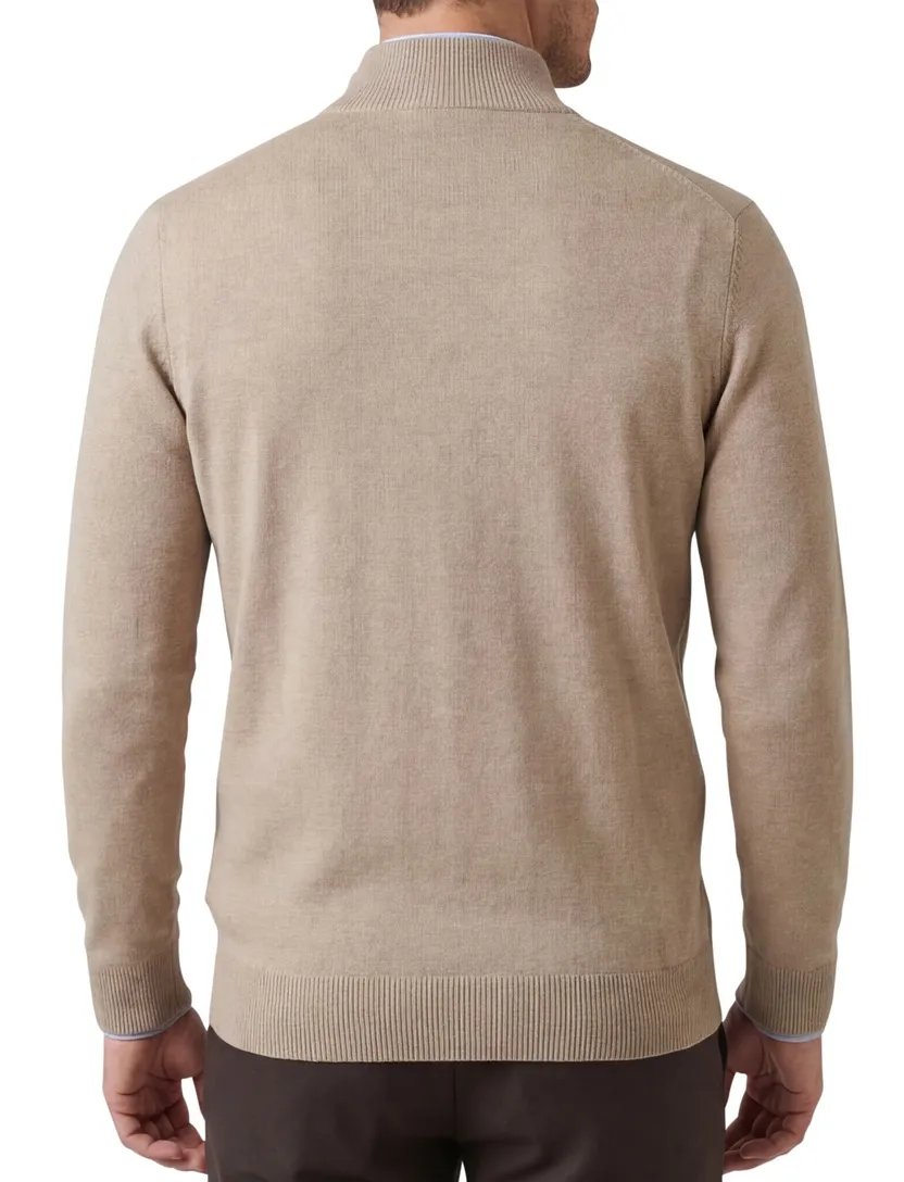 Trui Born With Appetite half zip bruin merinowol