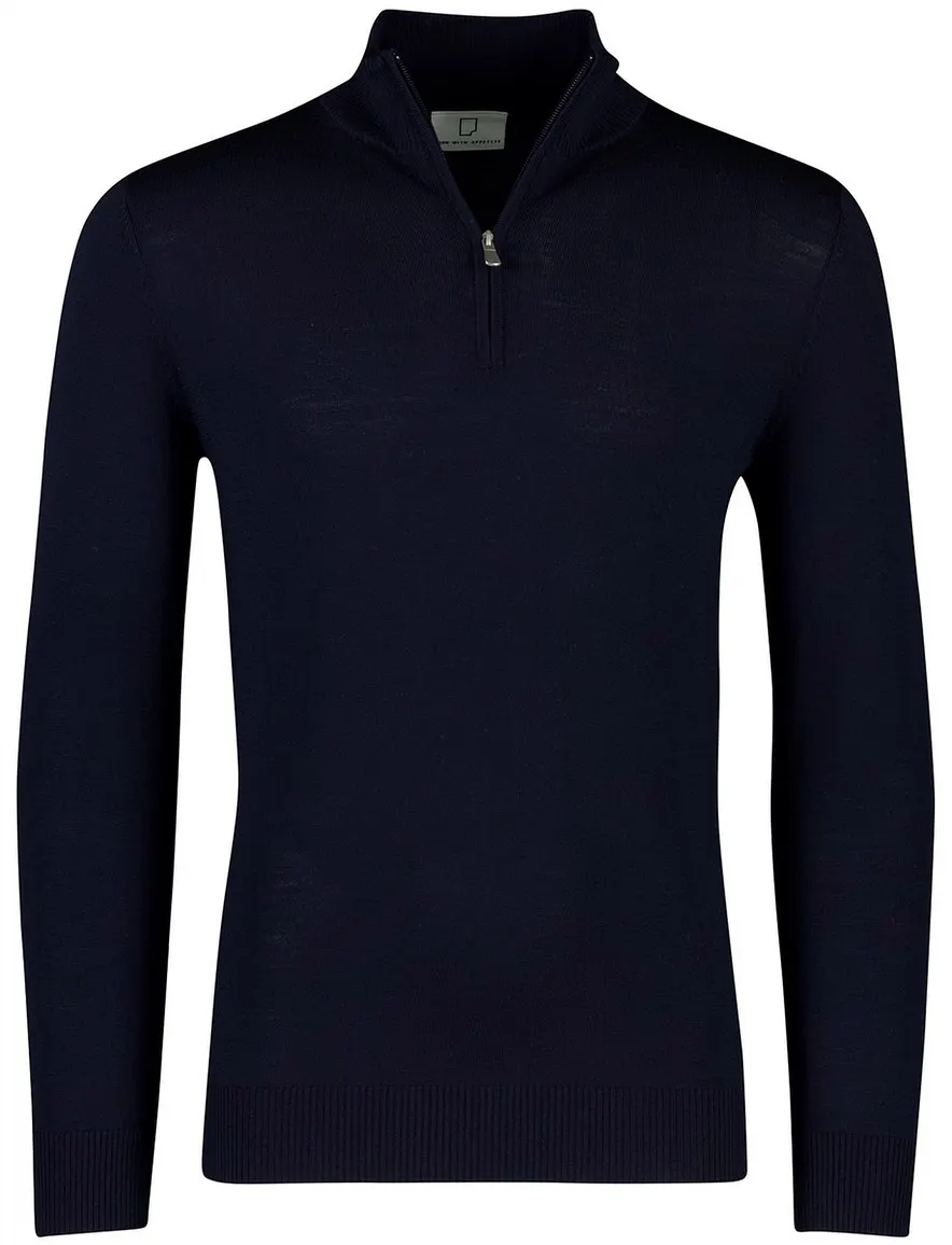 Born With Appetite half zip trui navy merinowol