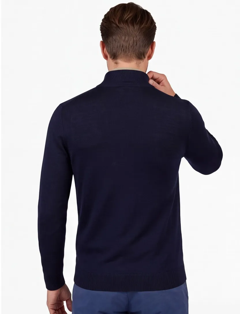 Trui Born With Appetite half zip navy merinowol