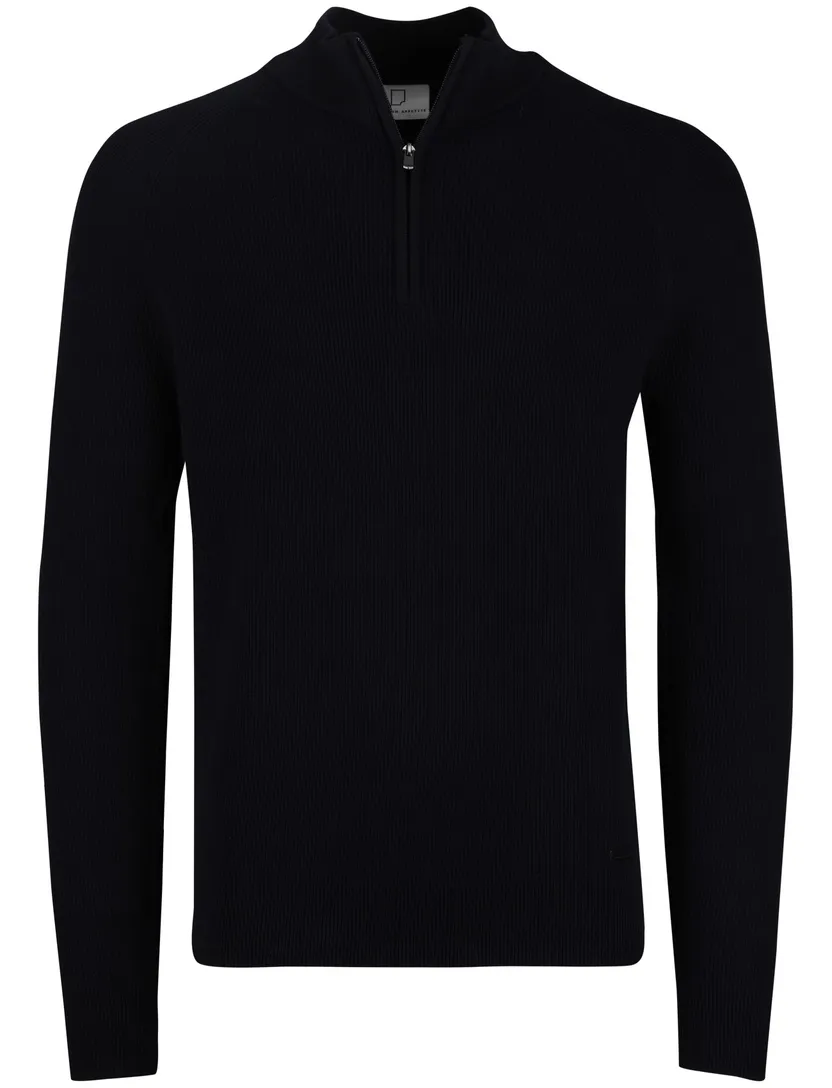 Born with appetite trui navy half zip katoen