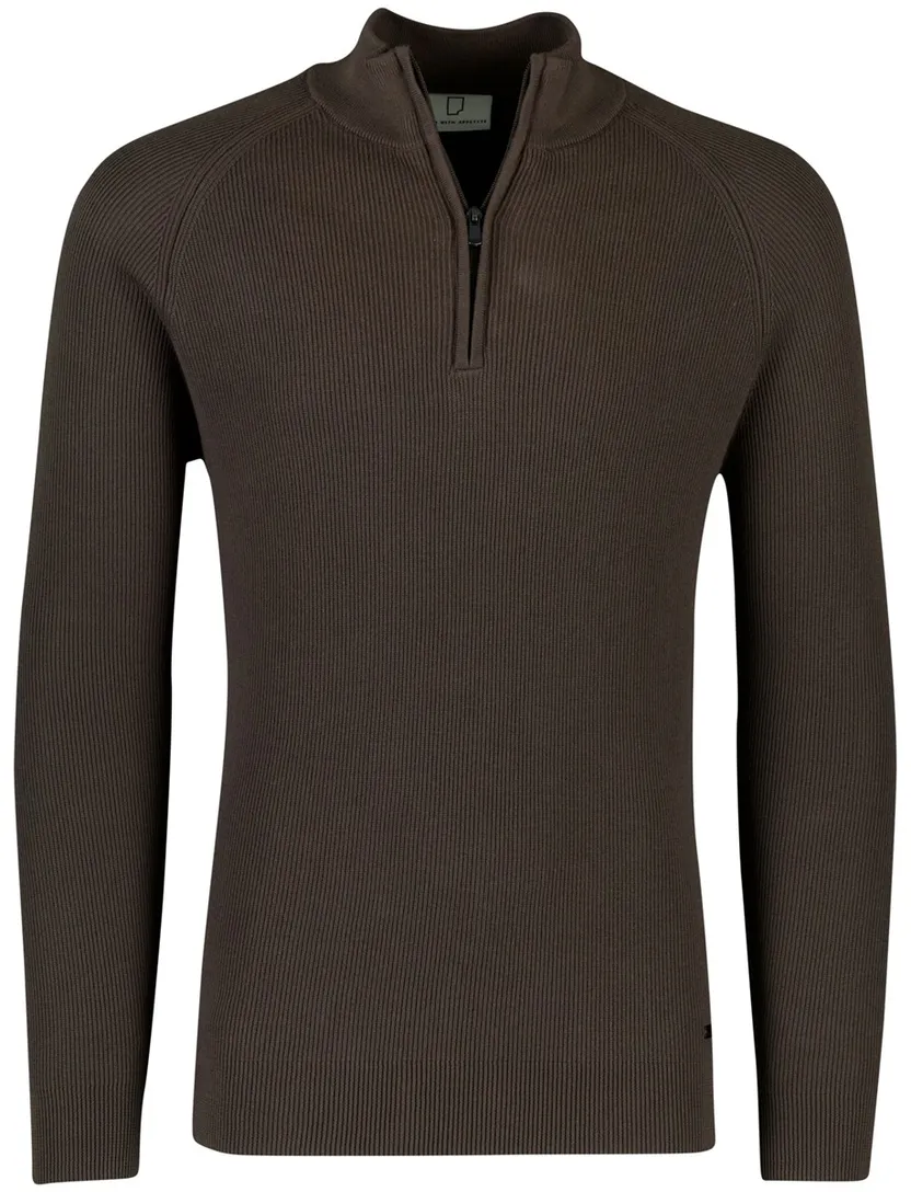 Trui Born With Appetite gebreide half zip bruin
