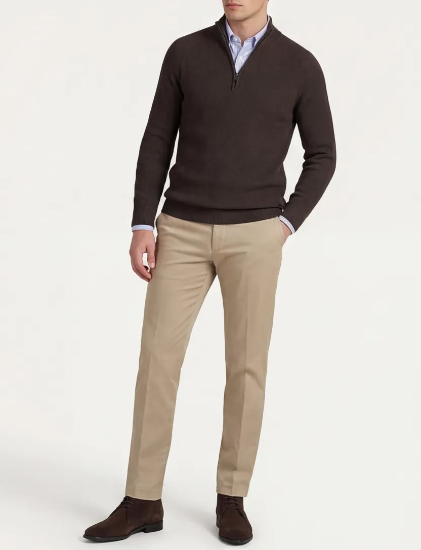 Trui Born With Appetite gebreide half zip bruin