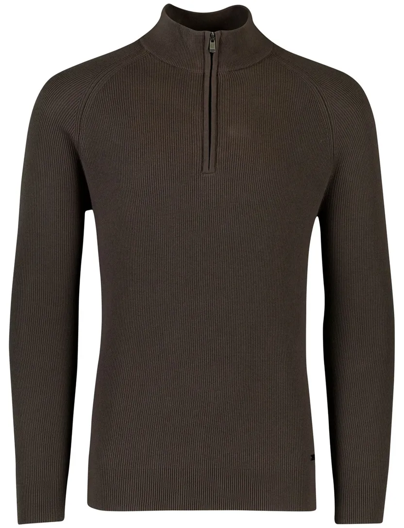 Trui Born With Appetite gebreide half zip bruin