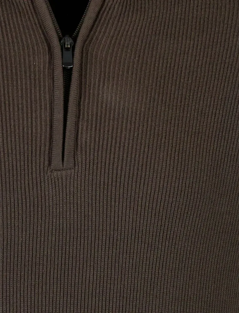 Trui Born With Appetite gebreide half zip bruin