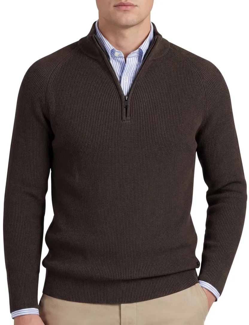 Trui Born With Appetite gebreide half zip bruin