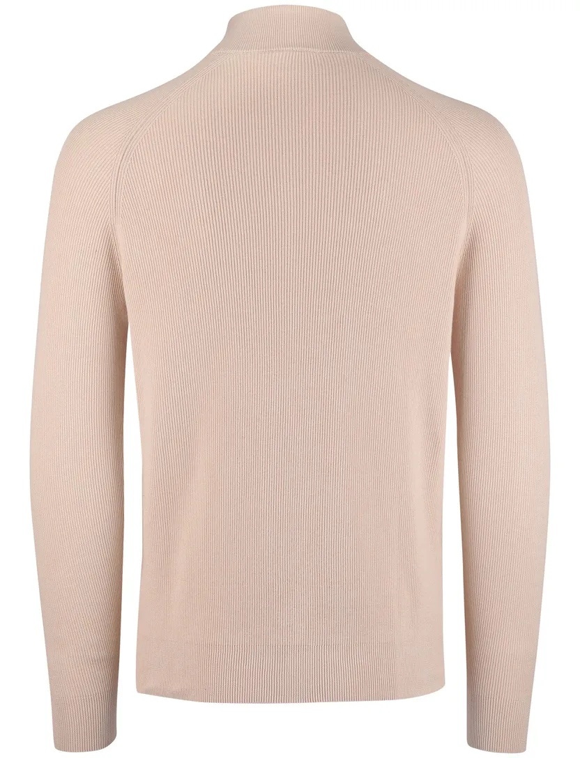 Born with appetite trui half zip beige effen slim fit