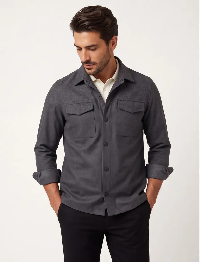 Cavallaro Giovi overshirt antraciet met dubbele borstzakken