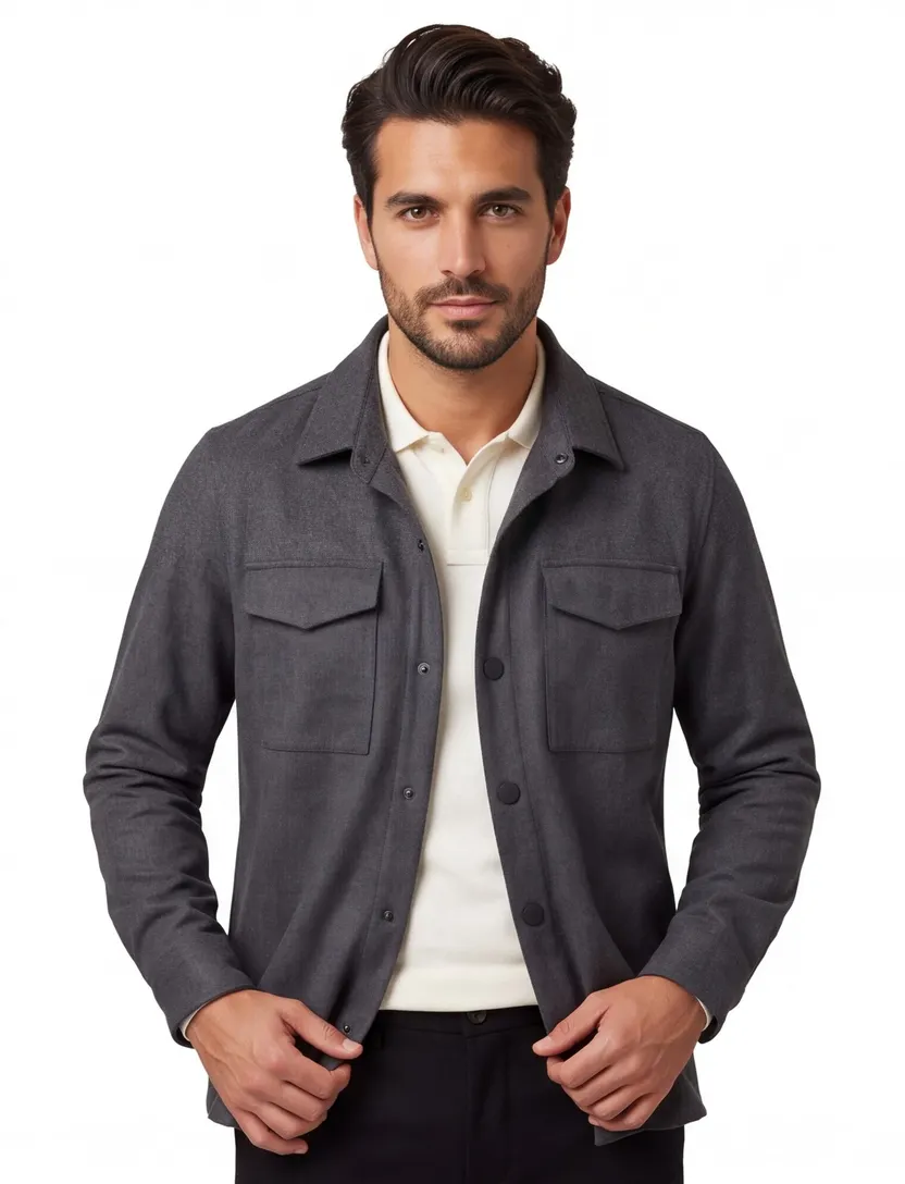 Cavallaro Giovi overshirt antraciet met dubbele borstzakken