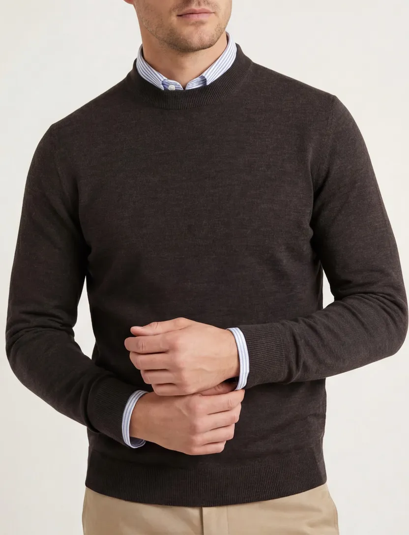Portofino extra long fit trui bruin gemêleerd