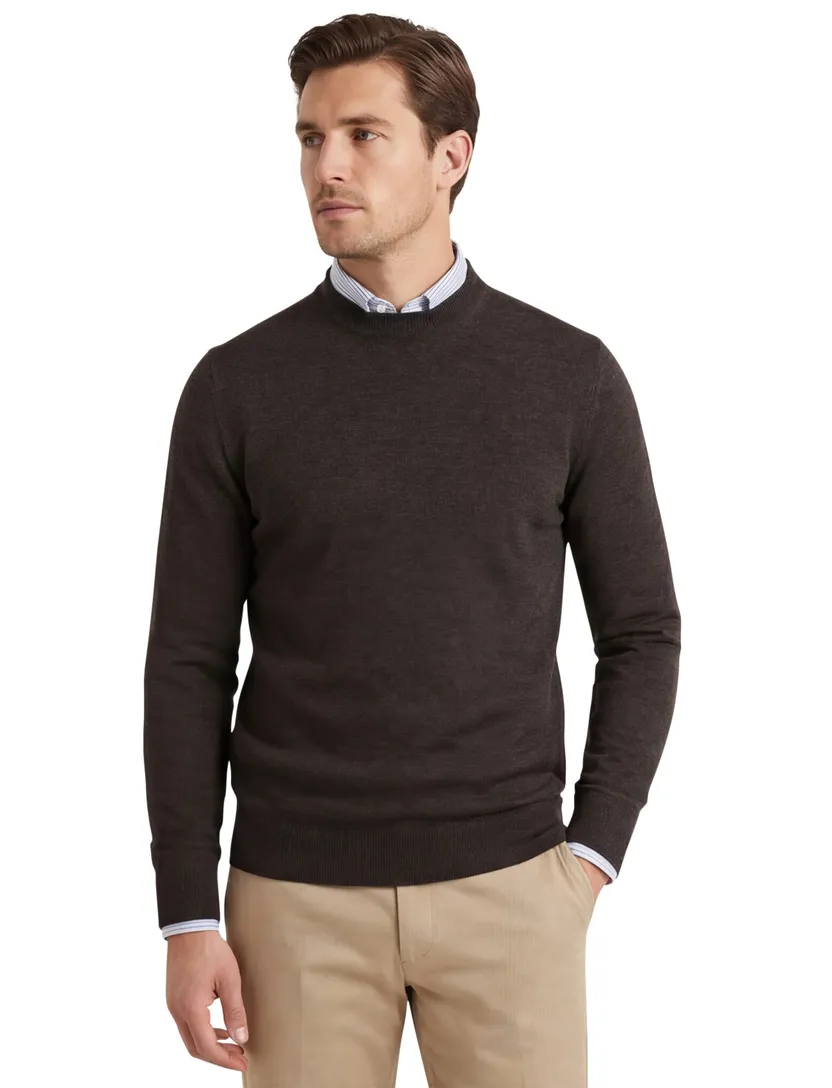 Portofino extra long fit trui bruin gemêleerd