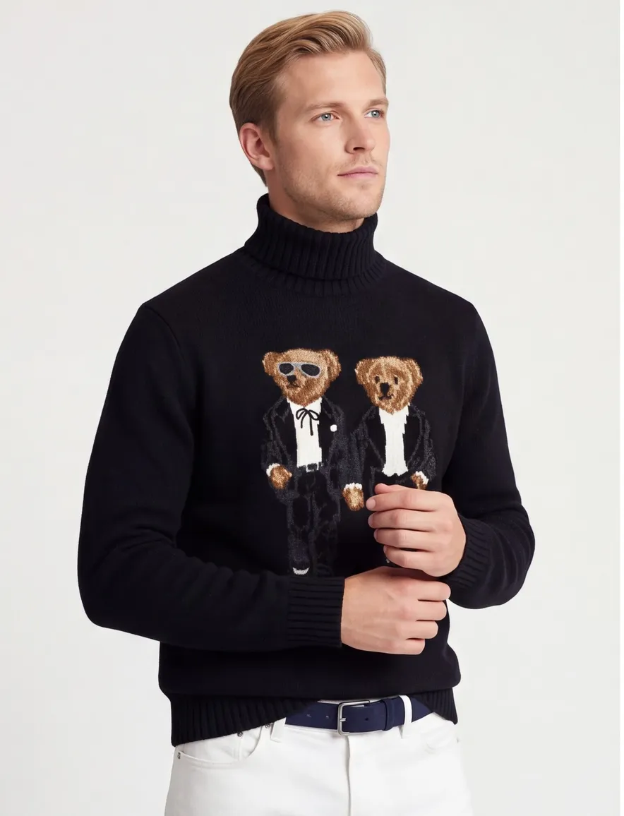 Trui Polo Ralph Lauren Bear zwart gebreide opdruk