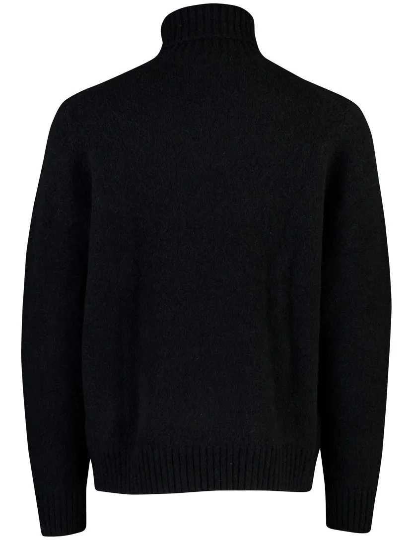 Zwarte wol turtleneck Polo Ralph Lauren Bear gebreide opdruk
