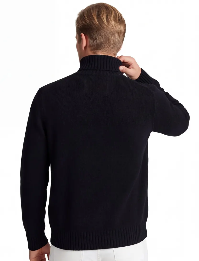 Zwarte wol turtleneck Polo Ralph Lauren Bear gebreide opdruk