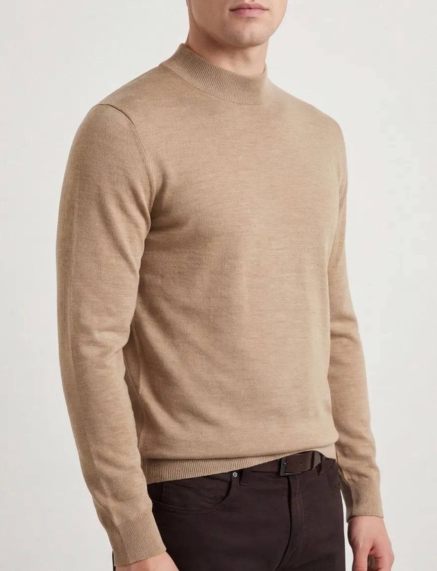 Portofino Turtleneck Beige 100% merinowol