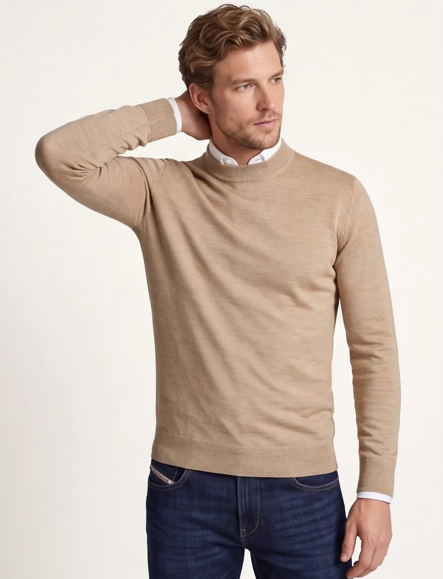 Portofino Turtleneck Beige merinowol