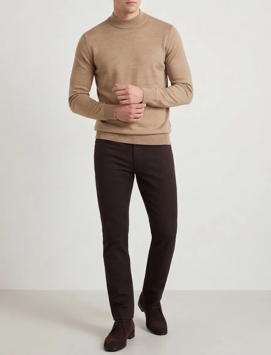 Portofino Turtleneck Beige 100% merinowol