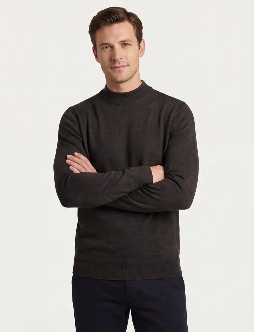 Portofino turtleneck bruin merinowol