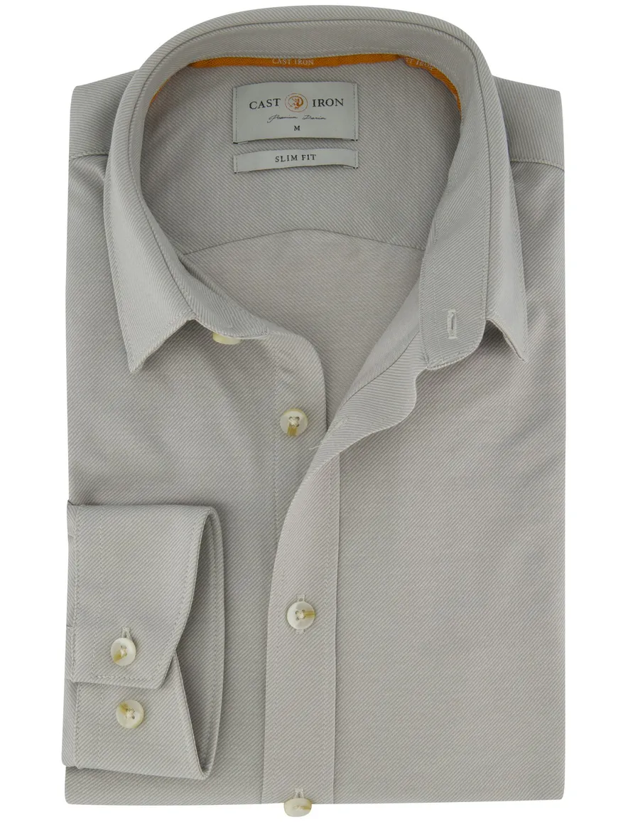 Cast Iron overhemd slim fit grijs effen