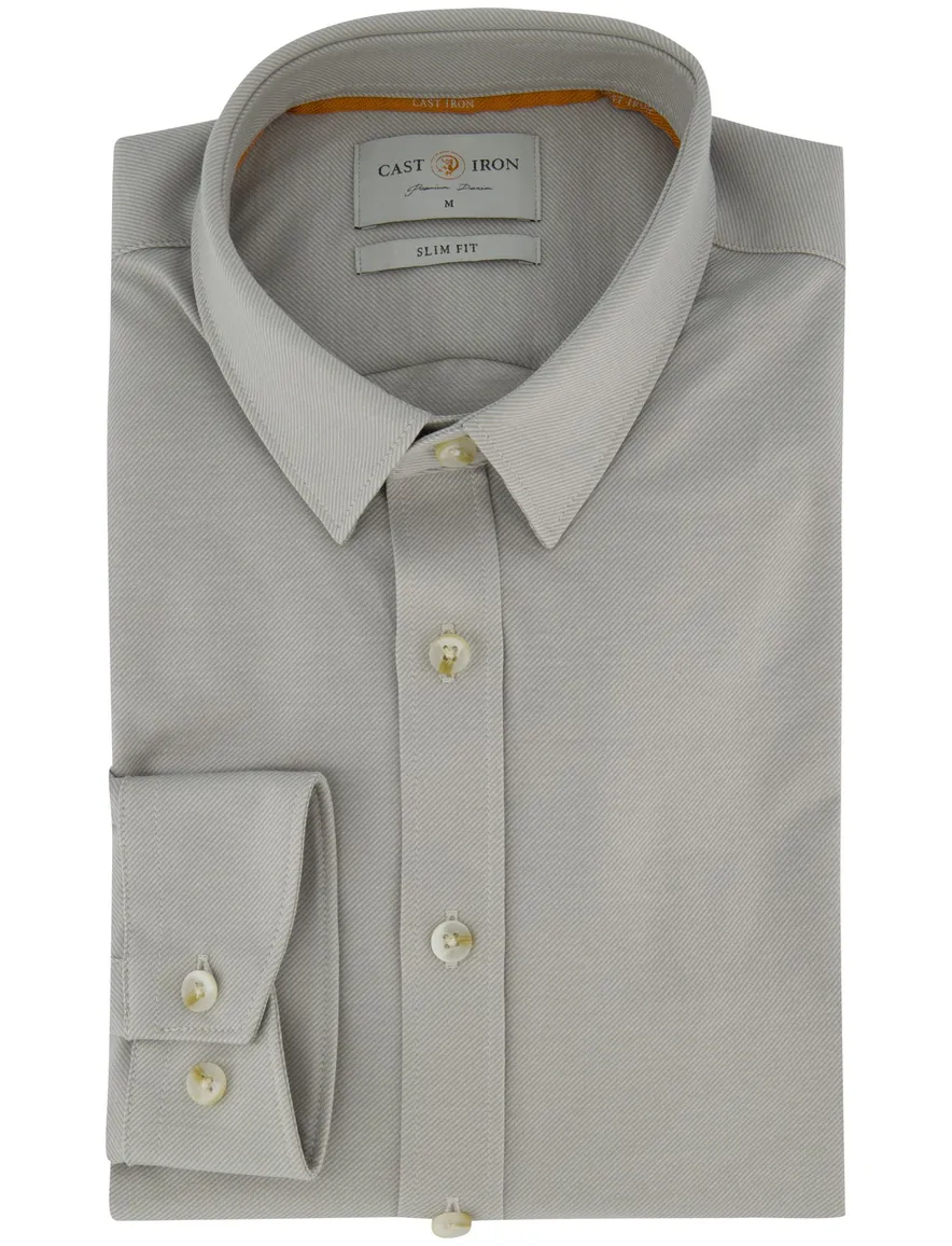 Cast Iron overhemd slim fit grijs katoen