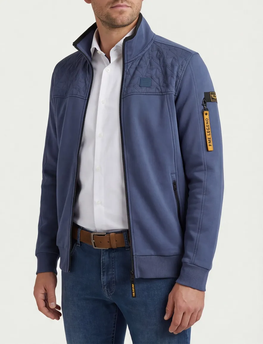PME Legend interlock vest blauw rits katoen