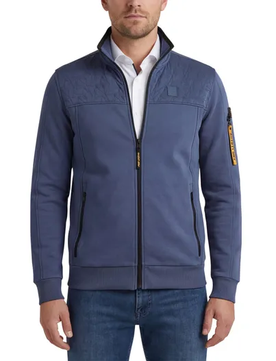 PME Legend PME Legend interlock vest blauw rits katoen