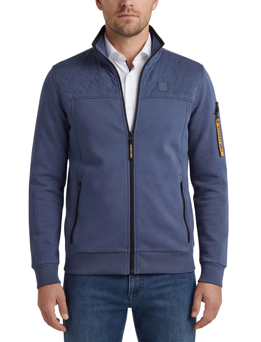 PME Legend interlock vest blauw rits katoen