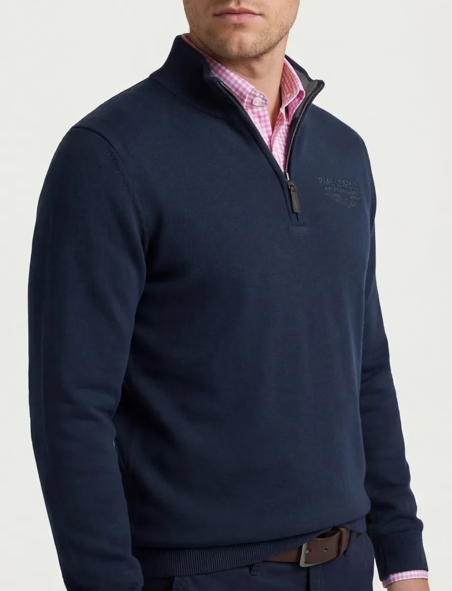 Pme legend half zip trui donkerblauw effen