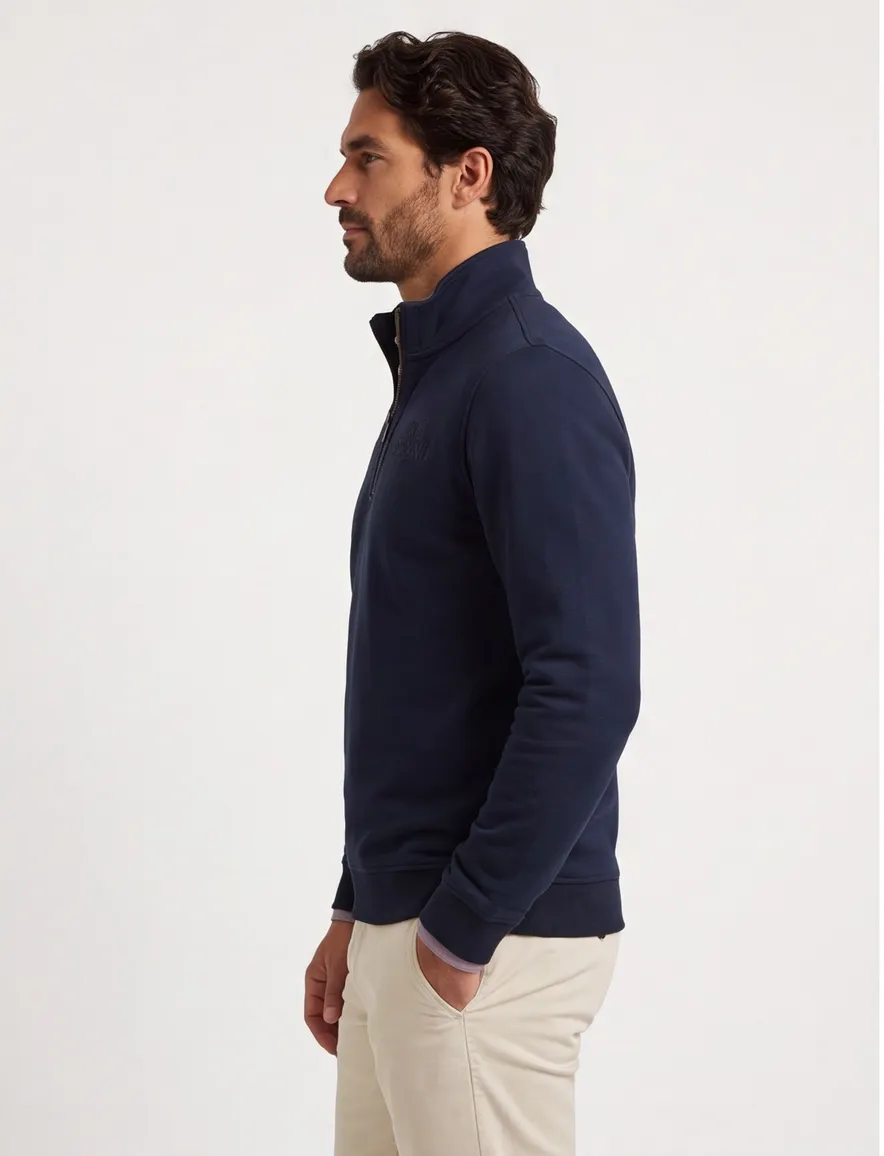 Pme legend half zip trui donkerblauw effen