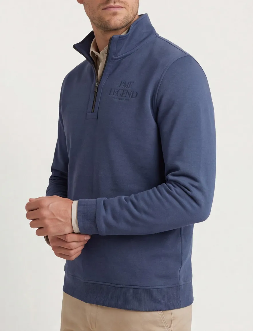 PME Legend trui half zip blauw