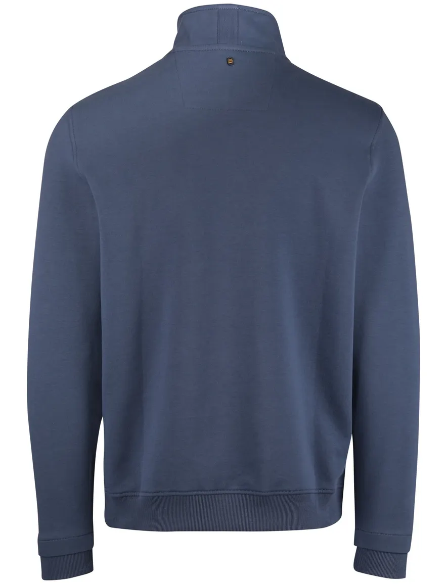 Pme legend half zip trui blauw effen katoen