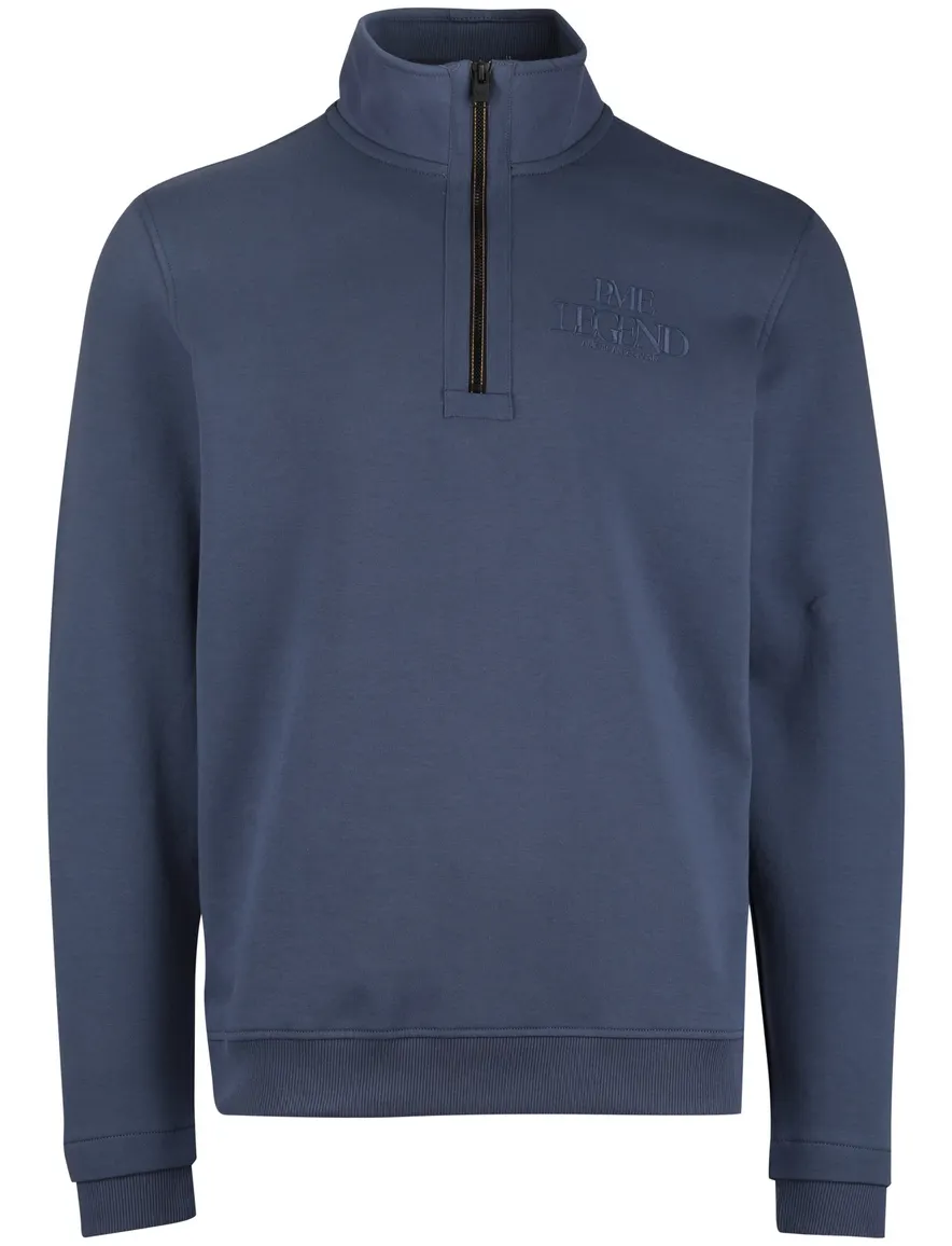 Pme legend half zip trui blauw effen katoen