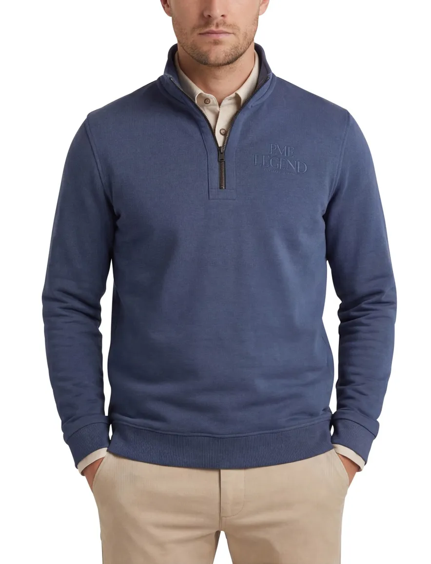 PME Legend trui half zip blauw