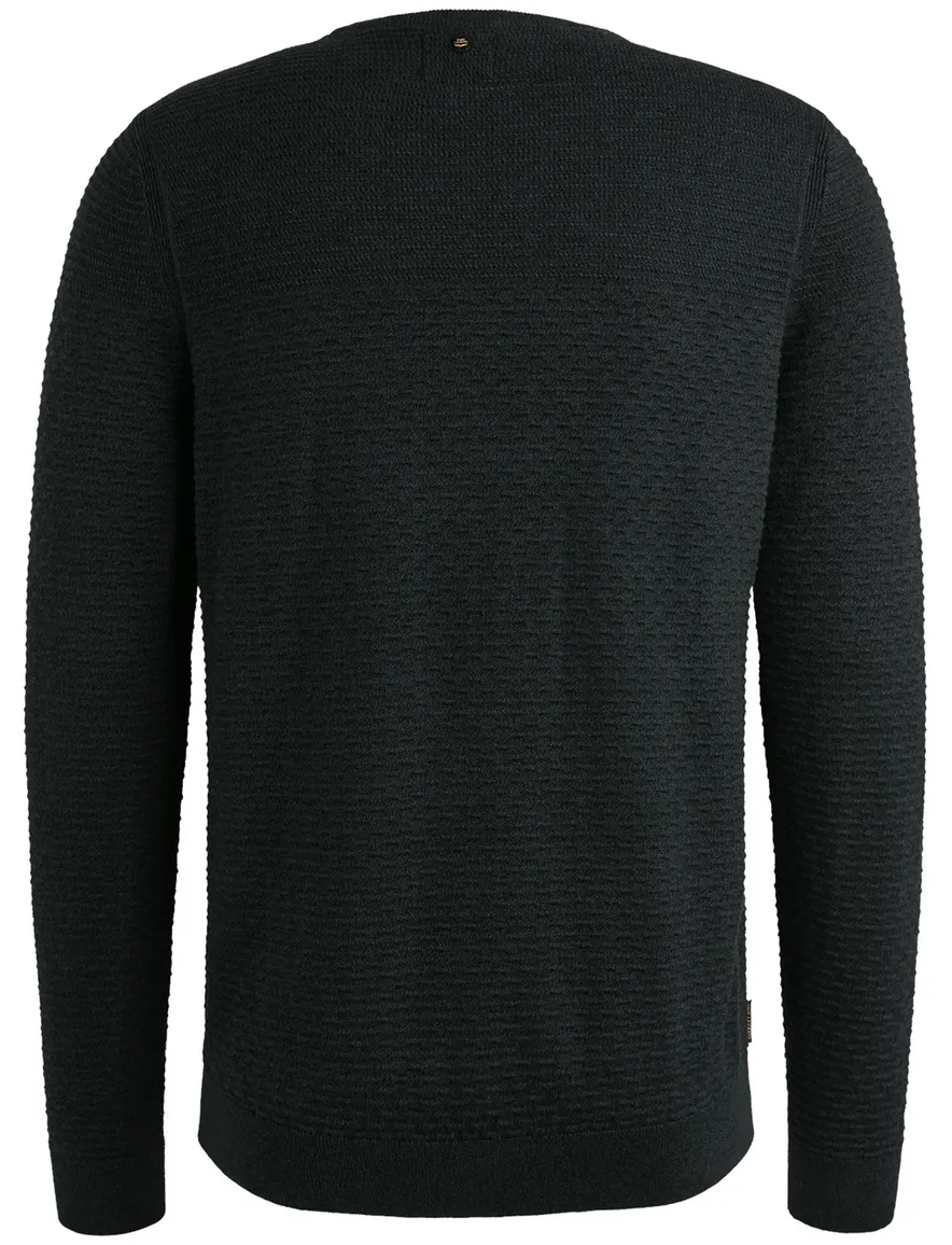 PME Legend Trui d.blauw ronde hals katoen patroon
