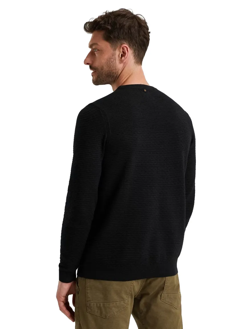 PME Legend Trui d.blauw ronde hals katoen patroon