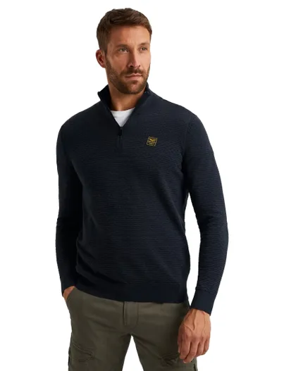PME Legend PME Legend Trui lichtblauw katoen patroon half zip
